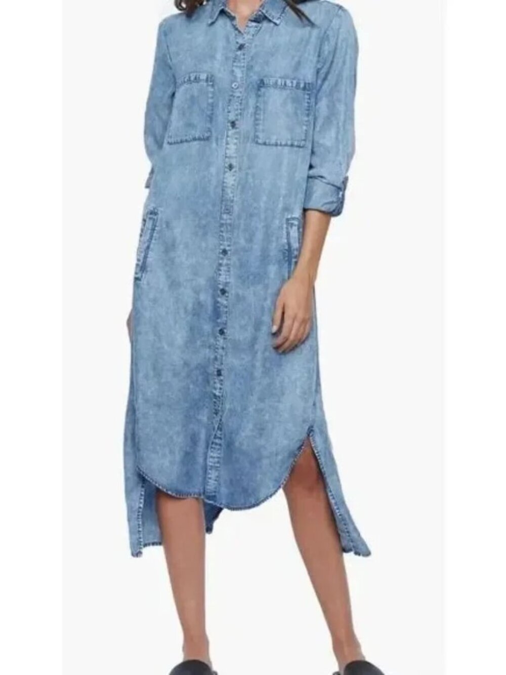Wash Lab Denim Chill Out Shirtdress in Pleasant Blue